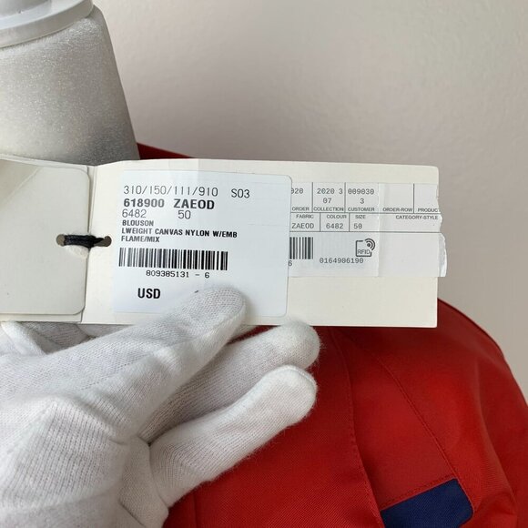 NWT Gucci Men Nylon Jacket Gucci Script Red Lightweight Canvas Nylon Blue - Picture 14 of 16